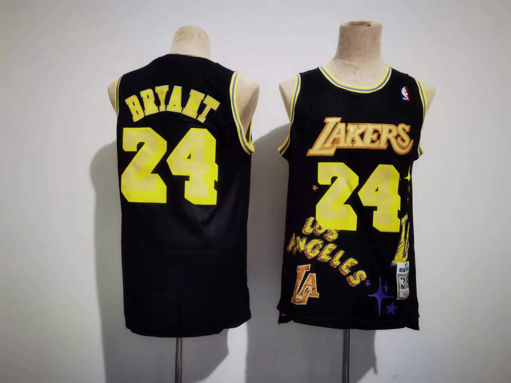 Men Los Angeles Lakers 24 Bryant Black Sketching version NBA Jersey